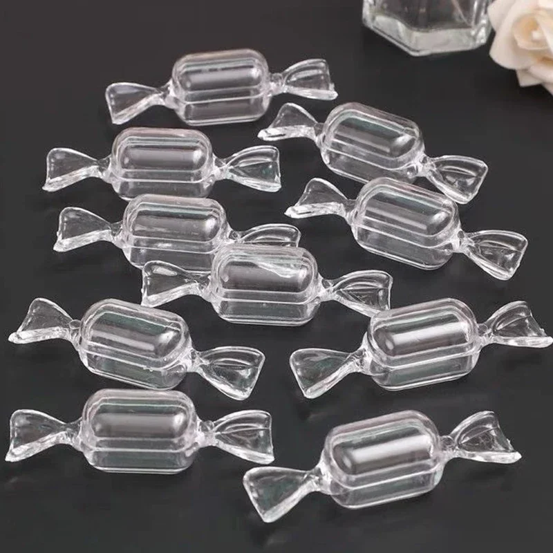 Top Trends: 10Pcs Creative Transparent Candy Shape Mini Plastic Box Rings Earrings Jewelry Box Jewellery Storage Boxes Organizer Box Gift Shoppable Styles