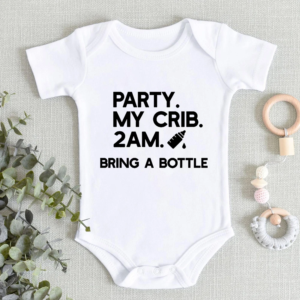 Top Trends: Party My Crib 2am Milk Bring A Bottle Funny Infant Onesies Fashion Creative Newborn Baby Girl Boy Clothes Bodysuit Shoppable Styles