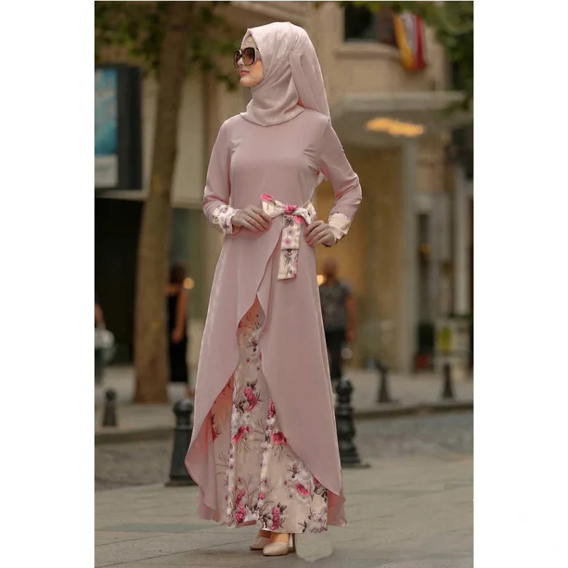 Top Trends: Wepbel Middle East Abaya Muslim Dress Women Islamic Clothes Long Sleeve High Waist Bowknot O-neck Turkey Caftan Hijab Robe Abaya Shoppable Styles