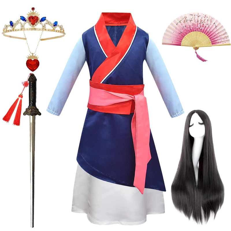 Top Trends: New Movies Halloween Child Hua Mulan Costume Christmas Girls Mulan Dress Children Traditional Chinese Clothes Mulan Hair Sword Shoppable Styles