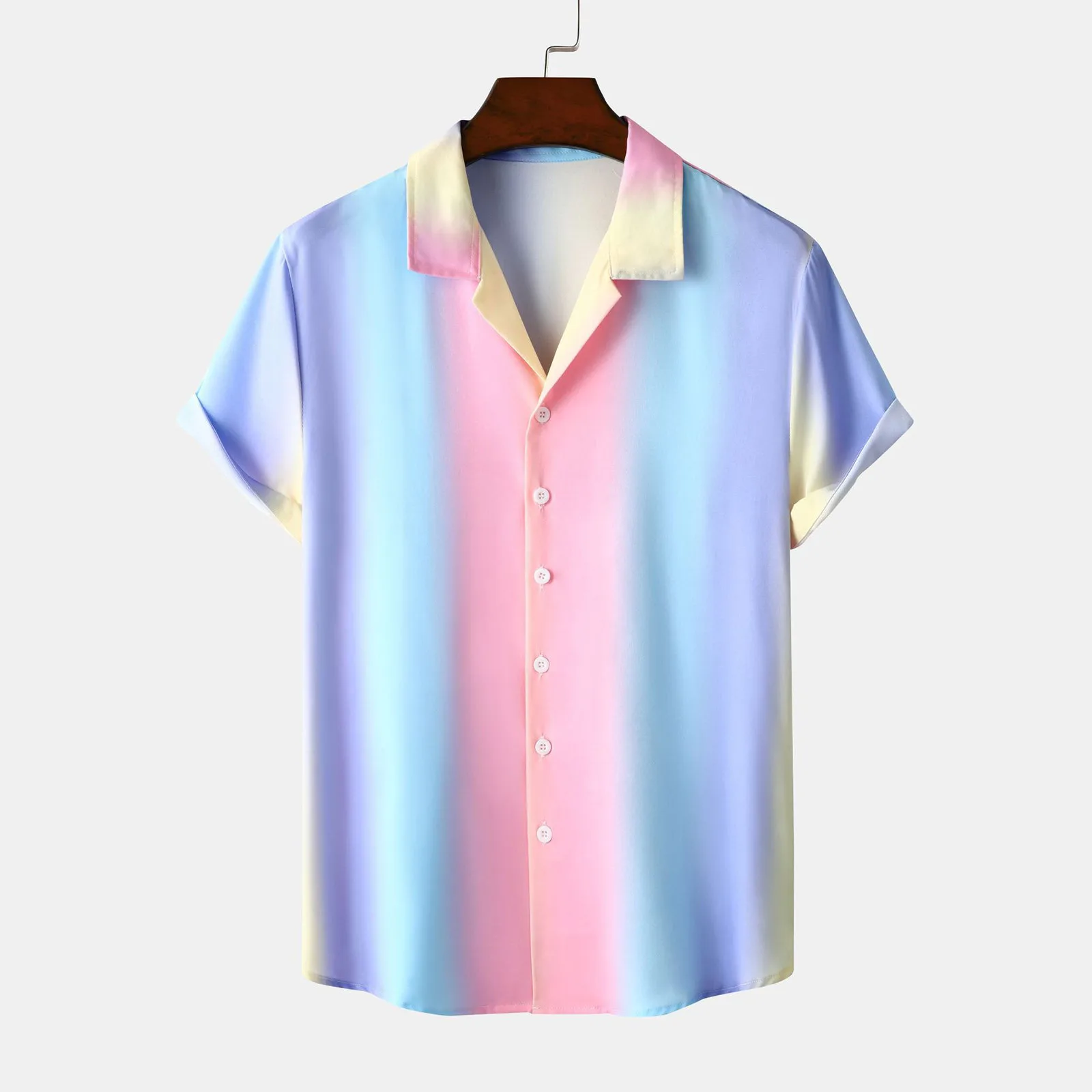 Top Trends: Rainbow Button Shirts Color Block Shirt Lapel Collar Men's Shirts Short Sleeve Camisas Hombre Vacation Holiday Outfits Blusas Shoppable Styles