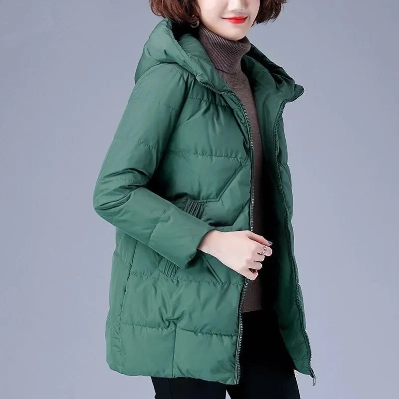 Top Trends: Mid-Length Korean Loose Cotton Coats Women 2022 Autumn Winter Casual Hooded Cotton-Padded Parkas Women Zipper Padded Jacket Coat Shoppable Styles