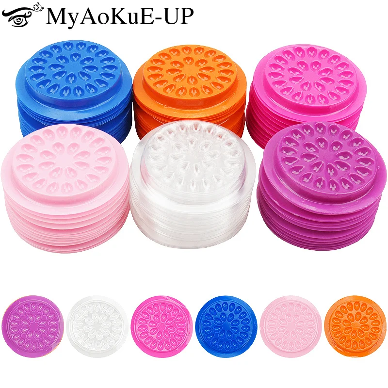 Top Trends: 20 / 100pcs Eyelash Glue Stand Holder Eyelash Extension Supplies Adhesive Pallet Plastic Gasket Eye Lashes Glue Pads Makeup Tool Shoppable Styles