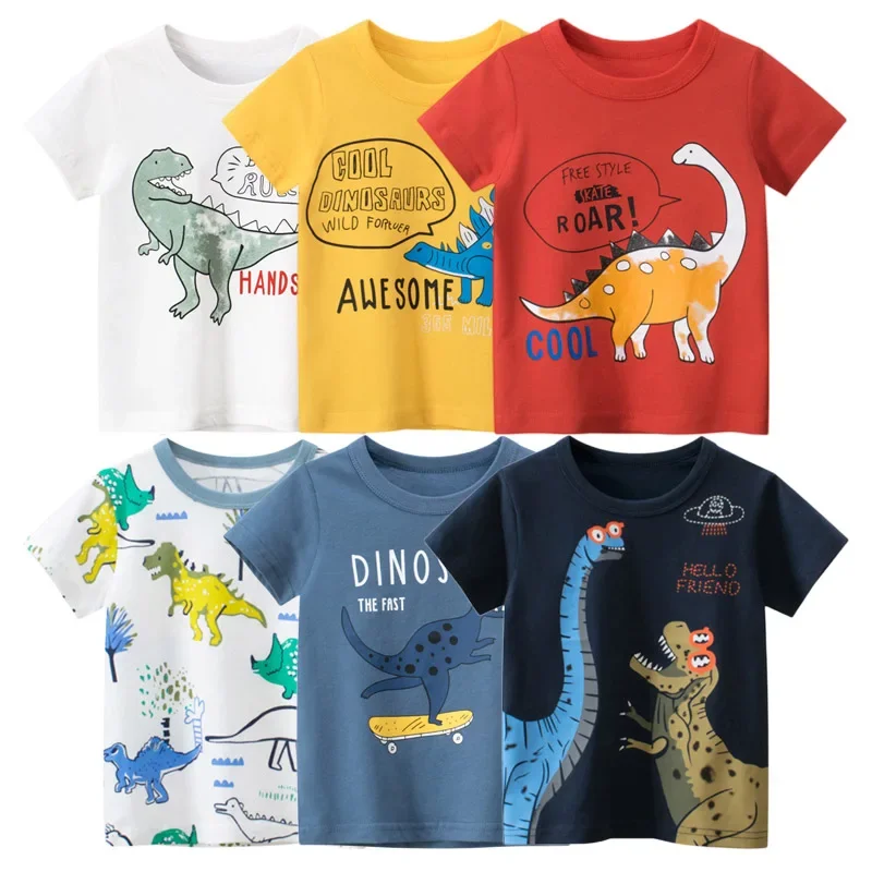 Top Trends: Dinosaur T-Shirts For Boys 2024 Summer New Cartoon Tops Kids Clothes Children Fashion Short Sleeve Cotton Tee Shirt Shoppable Styles