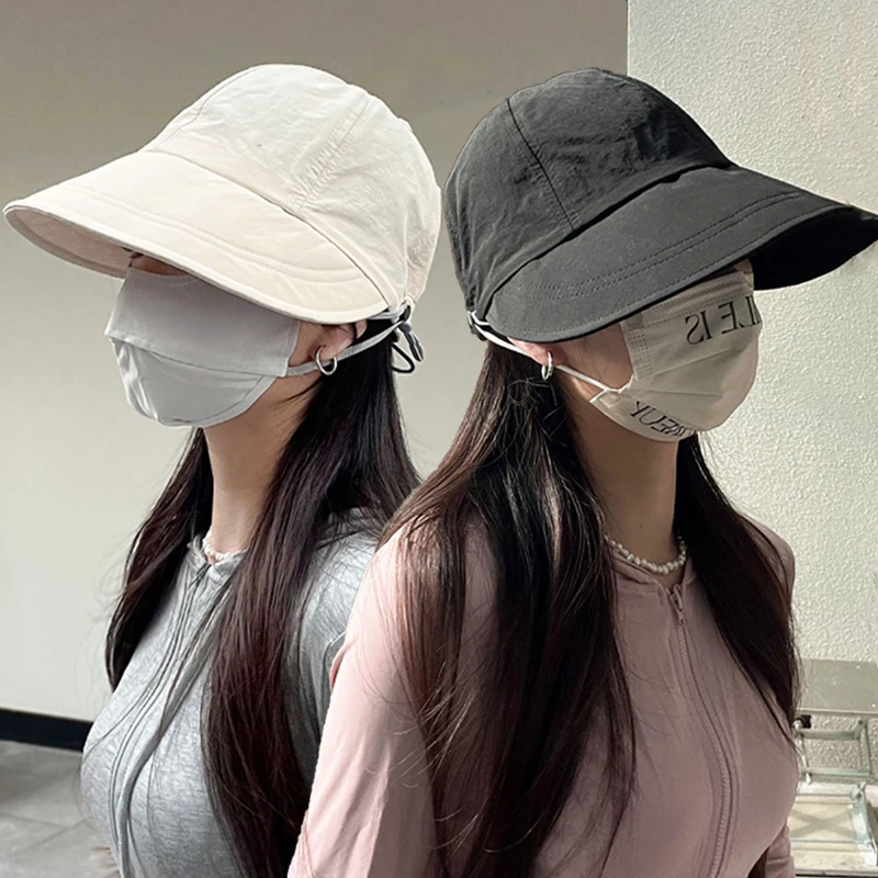 Top Trends: Adjustable Fisherman Caps Women Outdoor Beach Bucket Hat Summer UV Protection Ponytail Sunhat Foldable Visors Panama Hats Shoppable Styles