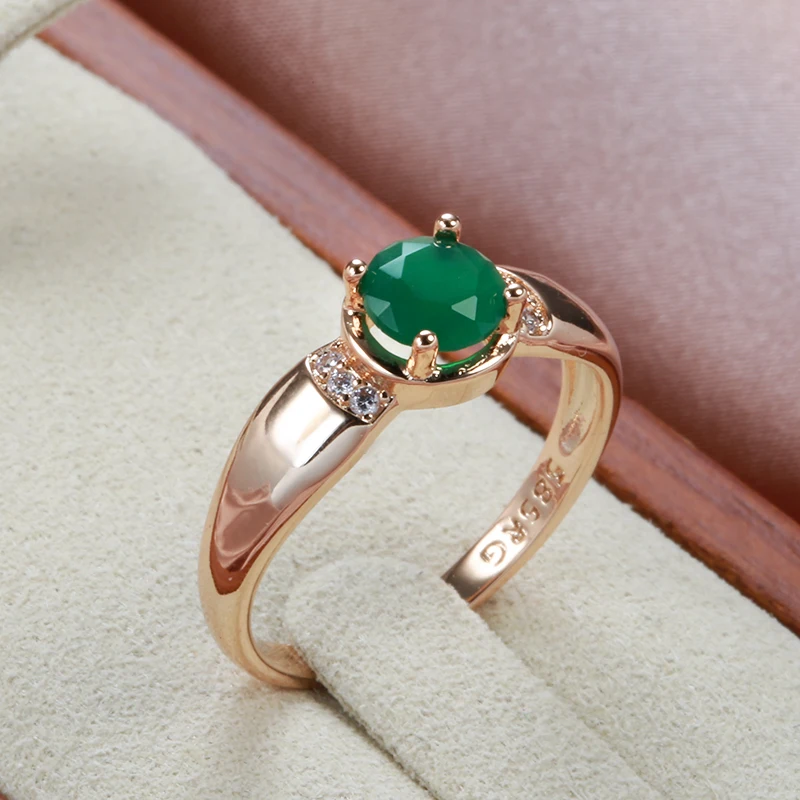 Top Trends: Delicate 585 Gold With Circle Cut Emerald Zircon Rings For Women European Golden Jewelry Wedding Elegant Rings Lovers Gifts Shoppable Styles