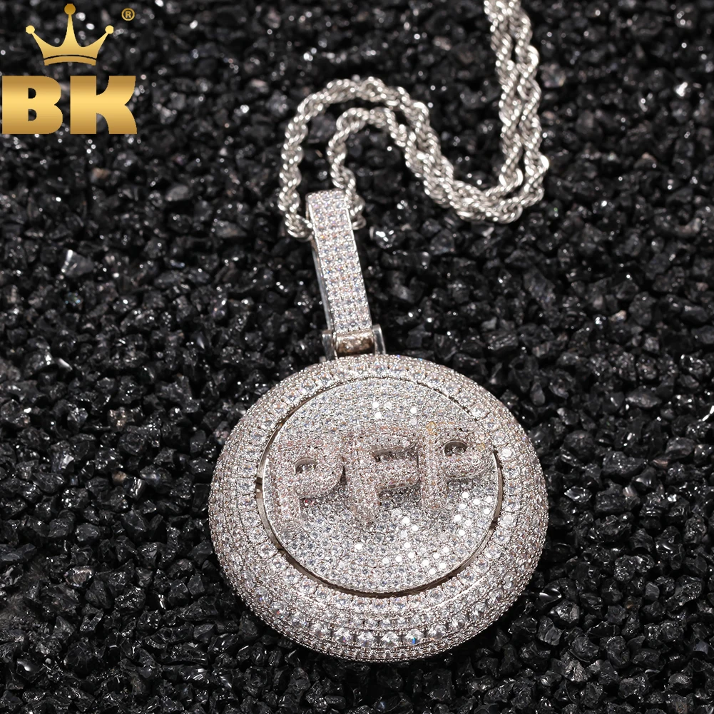 Top Trends: TBTK Personalized Bubble Initial Letter Rotatable Pendant Necklace Full Cubic Zirconia Custom Spinning Pendant Hiphop Jewelry Shoppable Styles