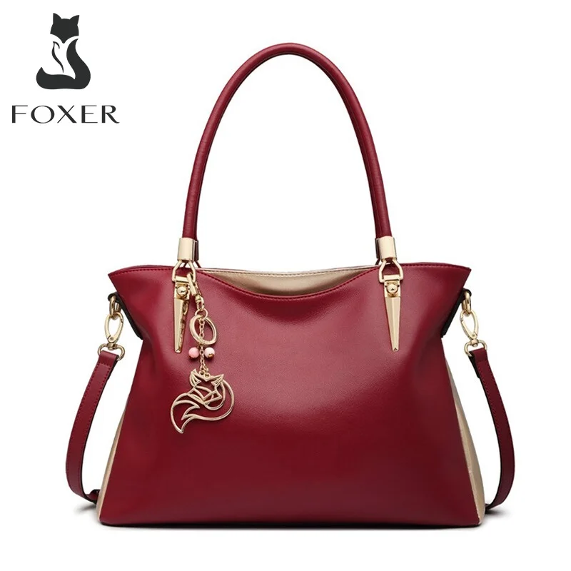 Top Trends: FOXER Brand Women Split Leather Handbag Female Stylish Top Handle Bag High Quality Lady Shoulder Bag Large Capacity Commuter Bag Shoppable Styles