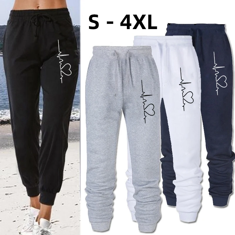 Top Trends: 2023 Womens Sweatpants Loose Long Pants Fashion Electrocardiogram Printed Trousers Spring Autumn Winter Sweatpants S-4XL Shoppable Styles