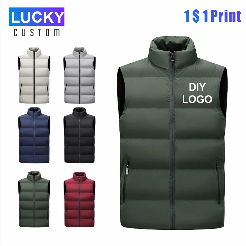 Top Trends: Sleeveless Vest Men&#039;s Stand Collar Thicken Jacket Down Windproof Winter Coat Custom Printing Company Brand Diy Logo Warm Vest Shoppable Styles