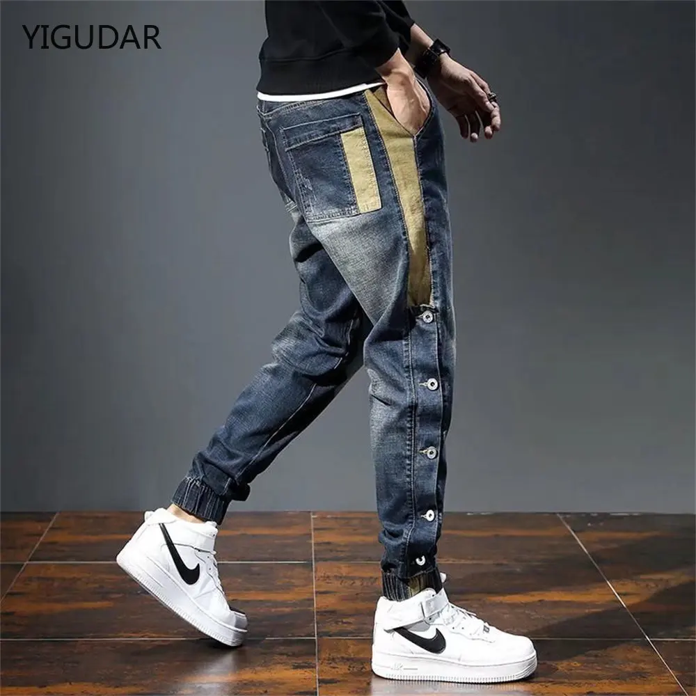 Top Trends: Mens Jeans Harem Pants Fashion Pockets Desinger Loose Fit Baggy Moto Jeans Men Stretch Retro Streetwear Relaxed Tapered Jeans Shoppable Styles