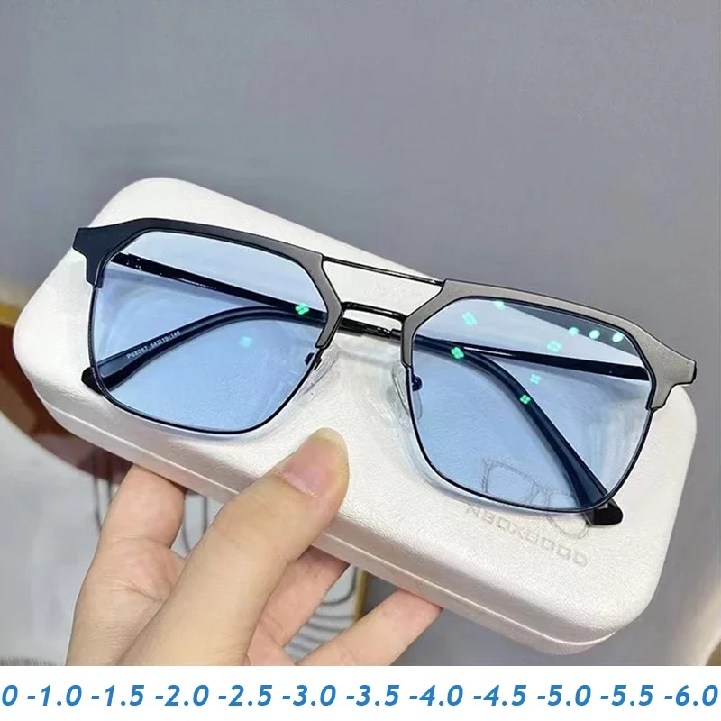 Top Trends: Blue Light Blocking Photochromic Minus Glasses Vintage Double Deam Myopia Sunglasses Finished Optical Short-sight Goggle Diopter Shoppable Styles