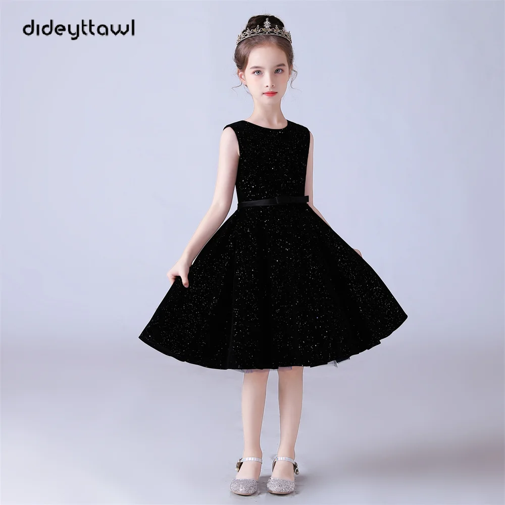 Top Trends: Dideyttawl Formal Dress For Kids Girl Birthday Party Princess Gowns Shiny Sleeveless Knee-Length Vintage Flower Girl Dresses Shoppable Styles - Image 4