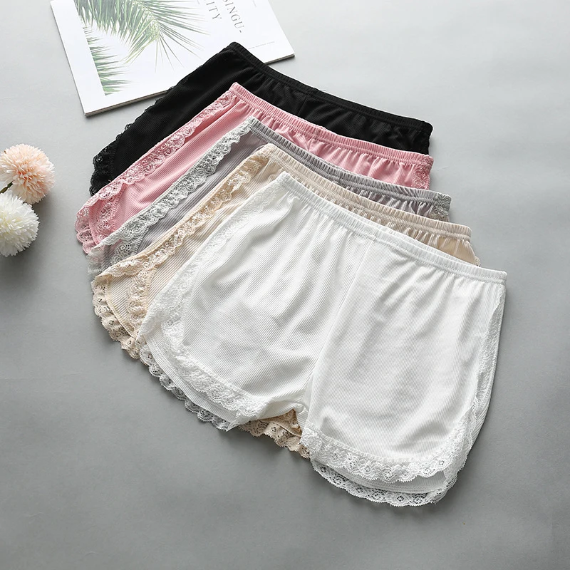 Top Trends: Women Spring Summer Same Color Side Lace Safety Shorts Pants Sweet Loose Elastic Home Sleep Shorts Nightwear Bottom Thin Pajamas Shoppable Styles - Image 2