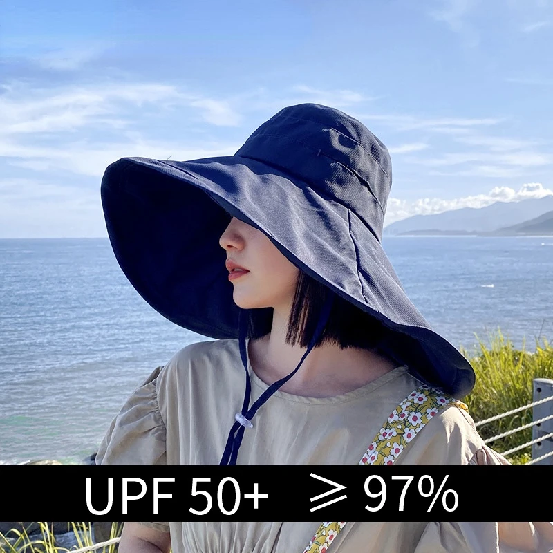 Top Trends: Wide Brim UPF 50+ Sun Hat Women Anti-UV Protection Hiking Fisherman Cap Fold Summer Solid Beach Hat 2023 Double Sided Sun Hat Shoppable Styles