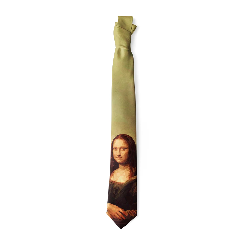 Top Trends: Retro Art Oil Painting Neckties Leonardo Da Vinci Mona Lisa Printed Polyester Tie Adult 8cm Wide Tie Party Wedding Accessories Shoppable Styles - Image 6