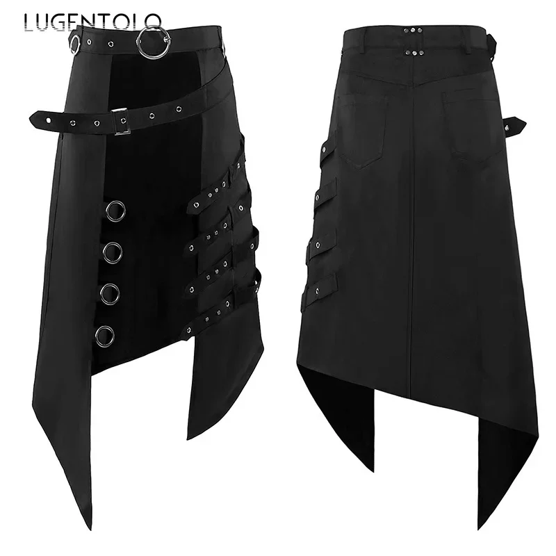 Top Trends: Men Rock Punk Skirt Dark Black Steam Gothic Asymmetrical Ring Party Women New Casual Vintage Fashion Trend Skirts Shoppable Styles