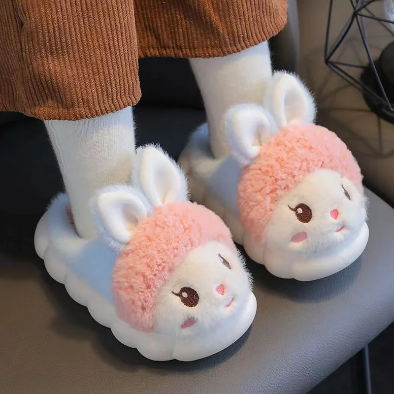 Top Trends: Children's Home Cotton Slippers Cartoon Rabbit Anti-slip Indoor Warm Winter Fluffy Slippers Girls Princess Shoes Slippers Kids Shoppable Styles