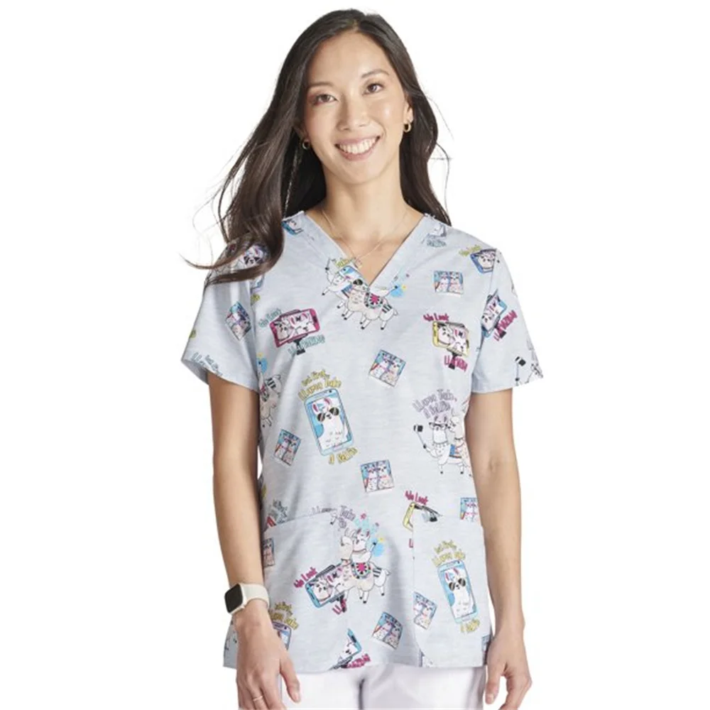 Top Trends: Floral Nursing Scrubs Tops Women Working Uniform Blouse Short Sleeve V-neck Uniform Blusas Nursing Clothes Nurses Tunic Uniform Shoppable Styles