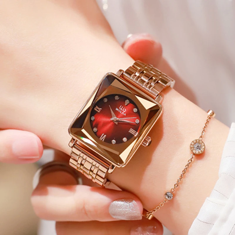 Top Trends: Rose Gold Luxury Leather Watch For Women Creative Square Quartz Watches For Reloj Mujer 2023 Ladies Wrist Watch Relogio Feminino Shoppable Styles