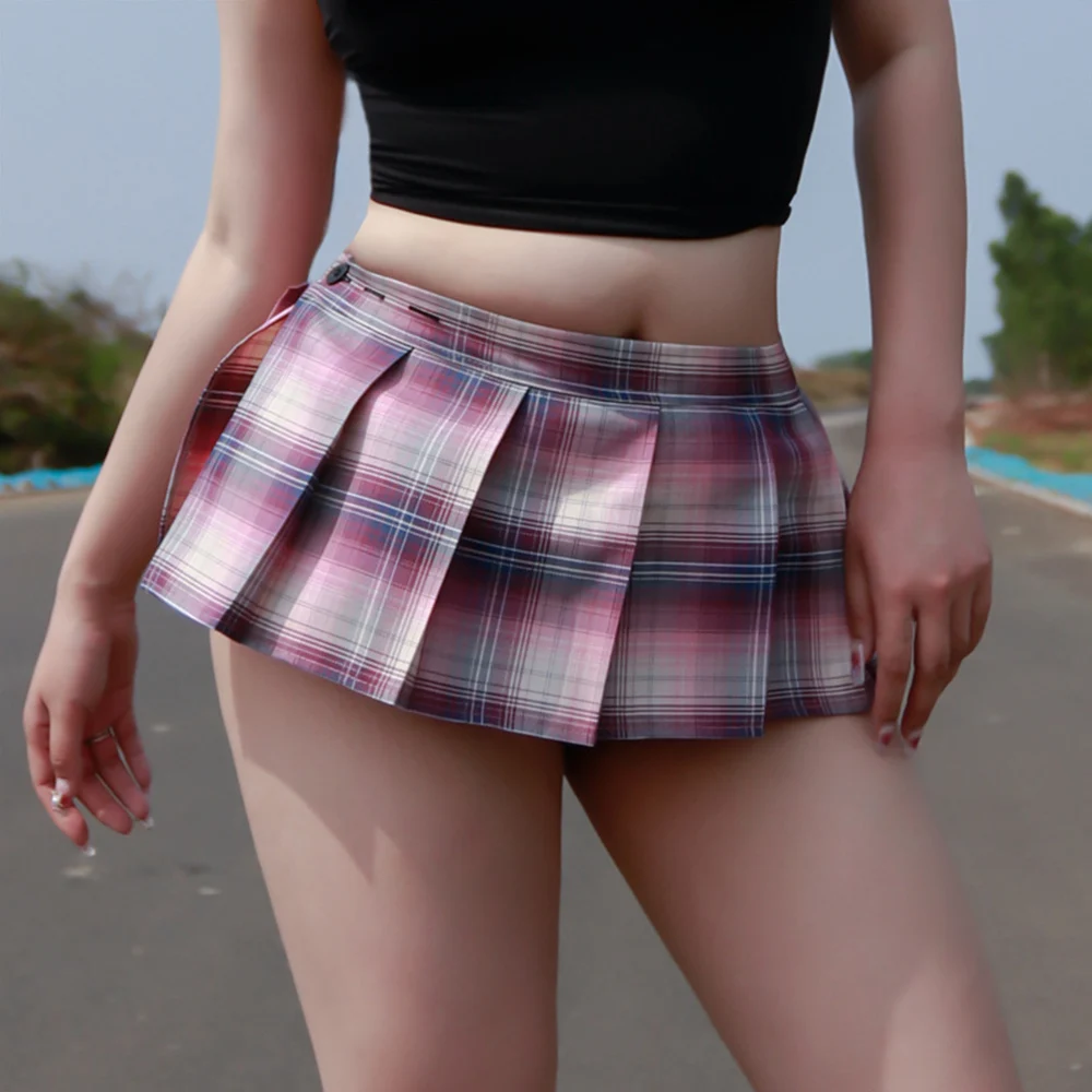 Top Trends: Sexy Pleated Women Plaid Skirts High Waist Preppy Black Plaid Skirt Harajuku A Line Mini Skirts Student Girls Y2k Skirt Faldas Shoppable Styles - Image 2