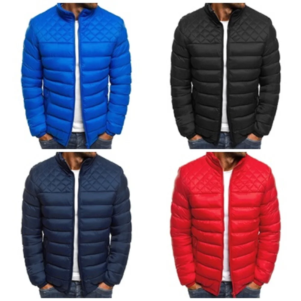 Top Trends: Winter Coat Men&#039;s Outdoor Jacket Fashion Autumn / Winter Casual Warm Zipper Overcoat Jumbo Men Elegance Rhombus Line Size S-XXL Shoppable Styles