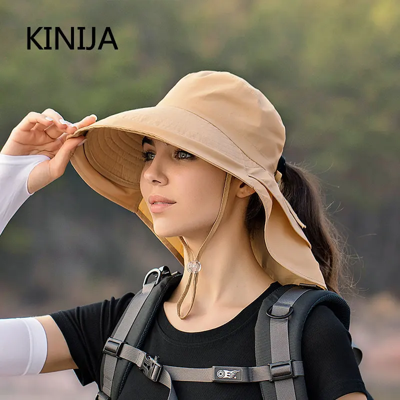 Top Trends: Women Wide Large Brim Sun Hat Bucket Hat Summer Outdoor Fishing Hiking UV Anti Neck Protection Shawl Visor Cap Ladies Hat Bonnet Shoppable Styles