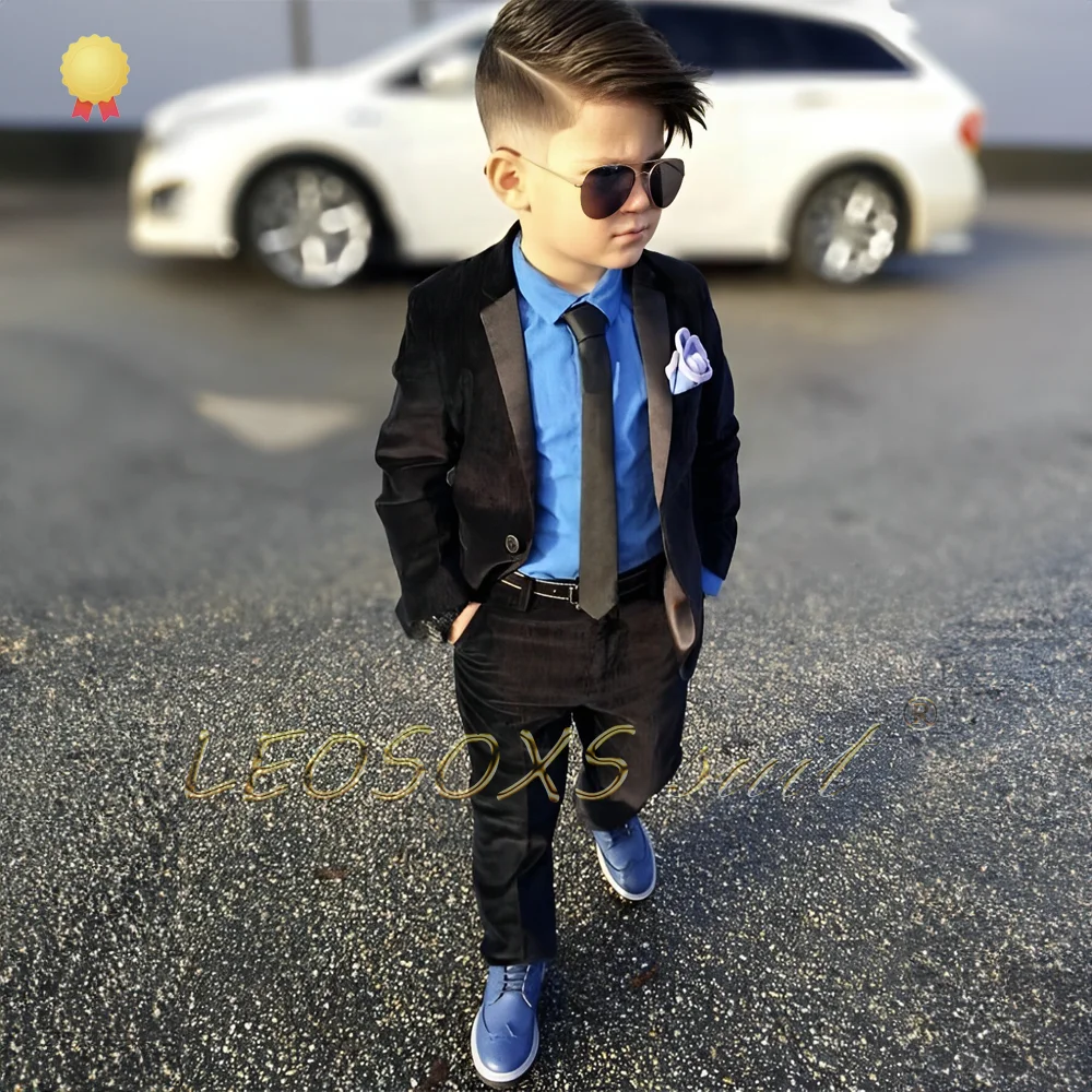 Top Trends: Children's Black Velvet Suit 2-piece Set, 3~16 Years Old Boy Wedding Party Celebration Holiday Celebration Custom Suit Shoppable Styles