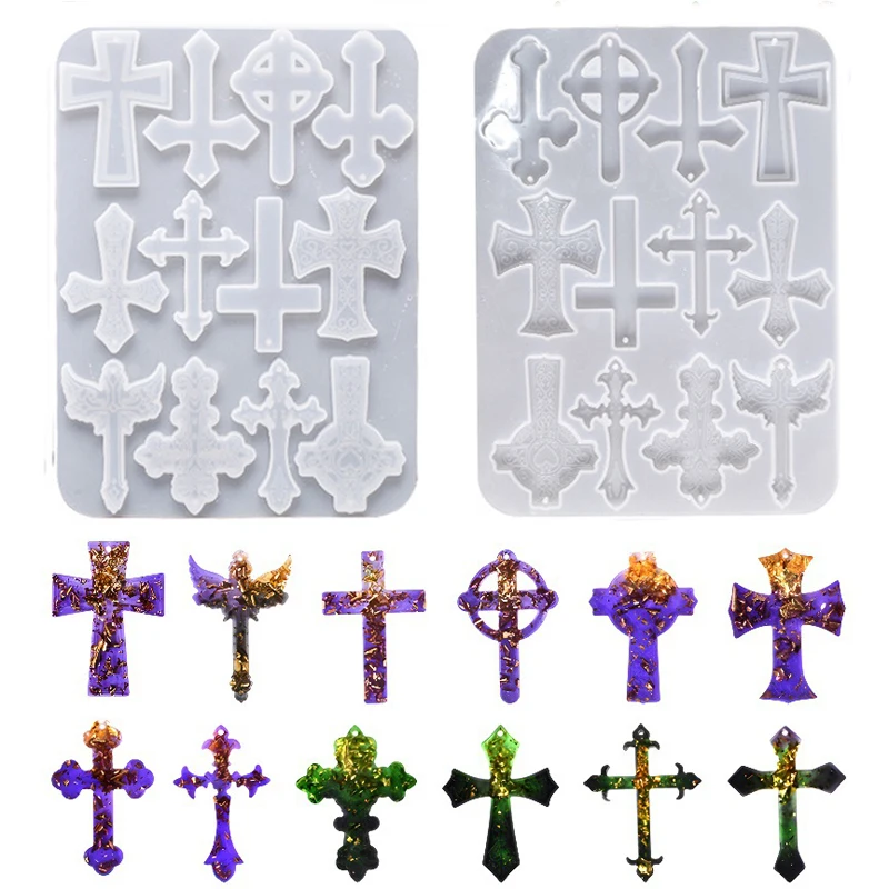 Top Trends: 12pcs / set Cross Pendants Epoxy Resin Mold Keychain Pendant Silicone Mould For Jewelry Making DIY Crystal Crafts Casting Tools Shoppable Styles