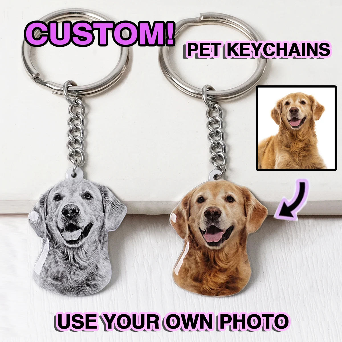 Top Trends: Custom Pet Photo Keychain Personalized Dog Keychain Cat Keyring Animal Photo Key Chain Accessories Custom Gift For Dog Lover Shoppable Styles