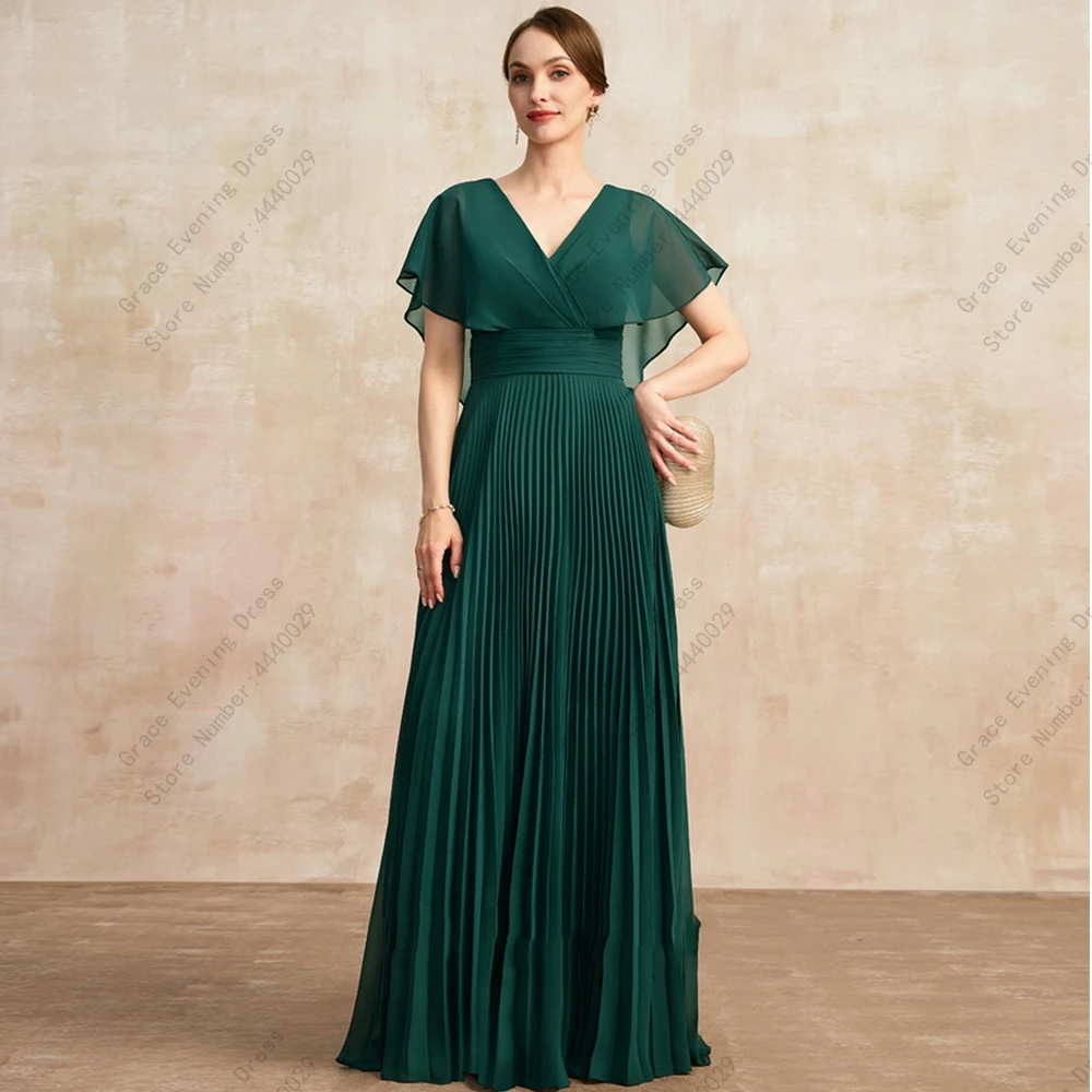 Top Trends: Fashion Green Chiffon Mother Of Bride Dresses Fuffles Pleat 2023 Summer New Floor Length Wedding Party Gown Sleeveless Zipper Shoppable Styles