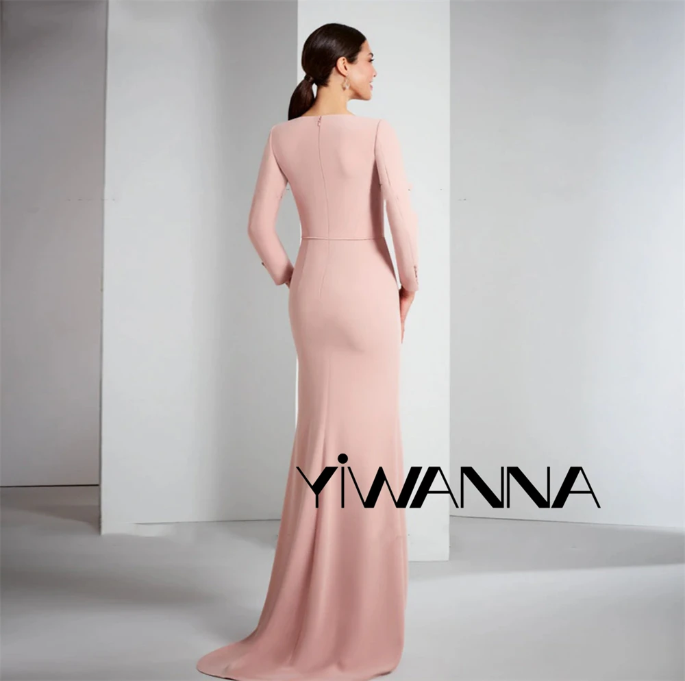 Top Trends: Pink Satin Wedding Party Dress 3D Flower Long Sleeve Mother Of The Bride Dresses Court Train Prom Dresses Custom Evening Gown Shoppable Styles - Image 2