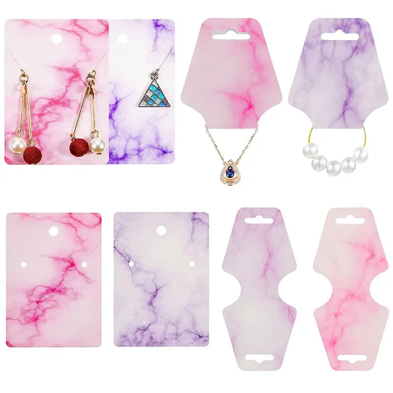 Top Trends: 50pcs Earring Necklace Display Cards 4.5x10.7cm &amp; 5x7cm Marble Paper Tag For DIY Jewelry Packing Card Hanging Retail Price Tag Shoppable Styles