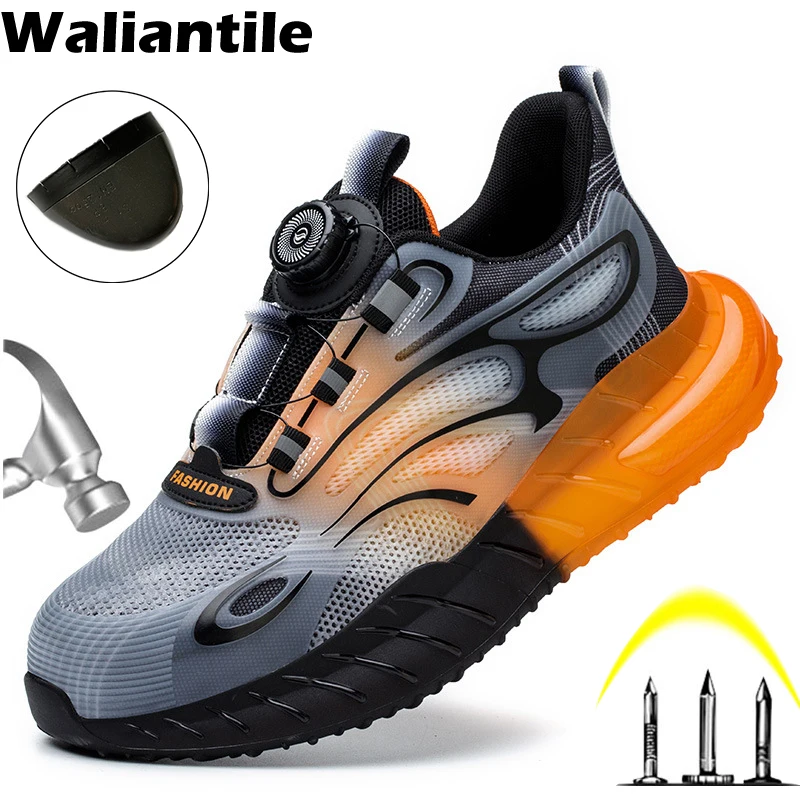 Top Trends: Waliantile Indestructible Safety Shoes For Men Industrial Puncture Proof Working Boots Anti-smashing Steel Toe Work Sneakers Man Shoppable Styles