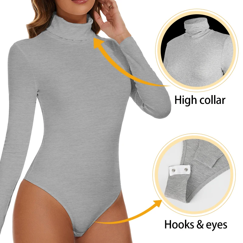 Top Trends: Bodysuit For Women Tummy Control Waist Shapers Long Sleeve Bodysuits High Collar Shapewear One-Piece Slimming Tops Shoppable Styles - Image 2