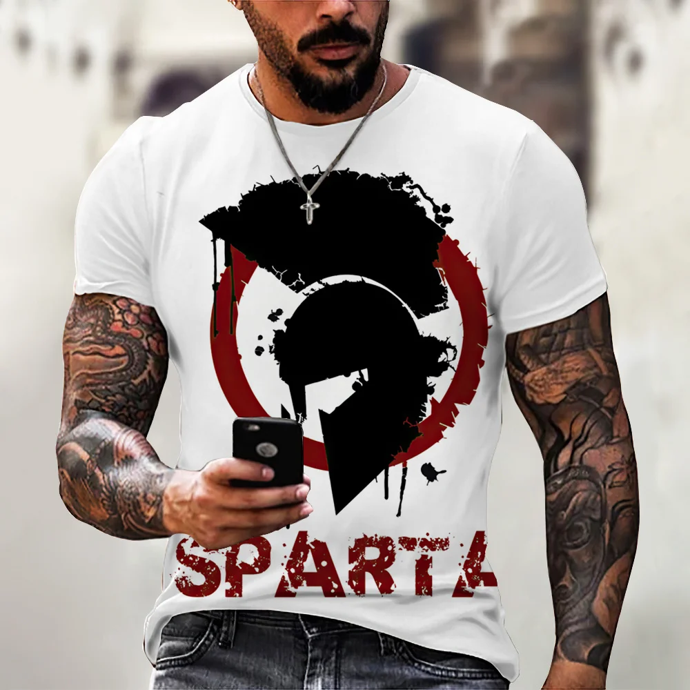 Top Trends: 2023 New Spartan Warrior Men's T-shirt Cotton Tops 3D Printed Short Sleeve Mens Clothing O-Neck Oversized Casual Pullover Tees Shoppable Styles