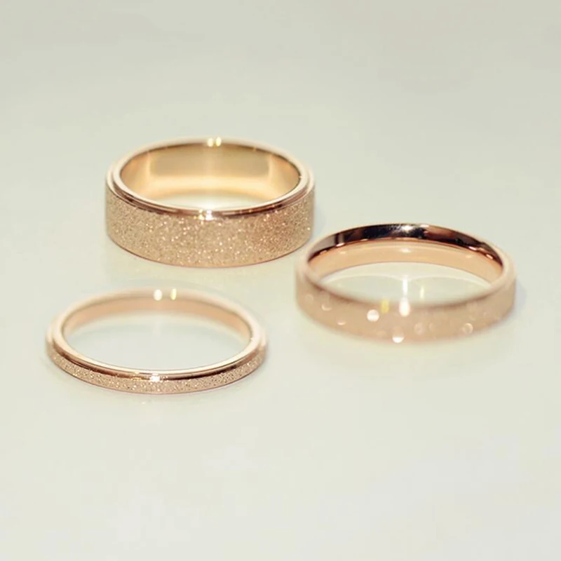 Top Trends: High Quality Fashion Simple Scrub Stainless Steel Women 's Rings 2 / 4 / 6 MM Width Rose Gold Color Finger Gift For Girl Jewelry Shoppable Styles