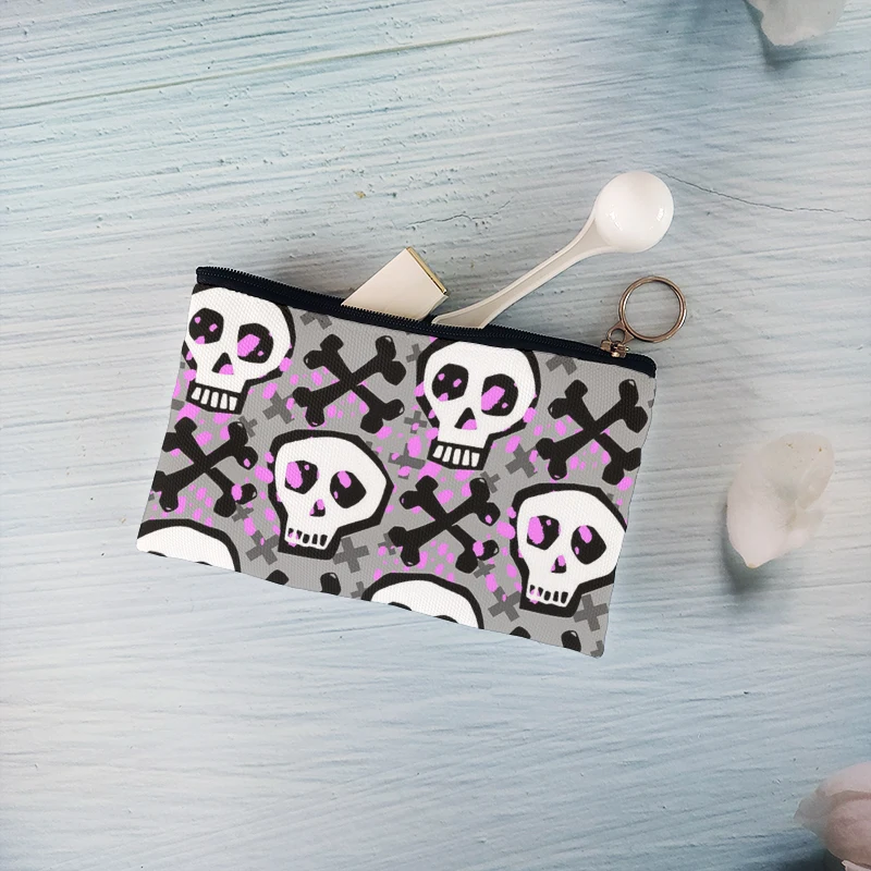 Top Trends: Personalized Fun Skull Coin Purse Mini Portable Small Item Storage Bag Ladies Simple Cosmetics Storage Small Canvas Bag Shoppable Styles - Image 5