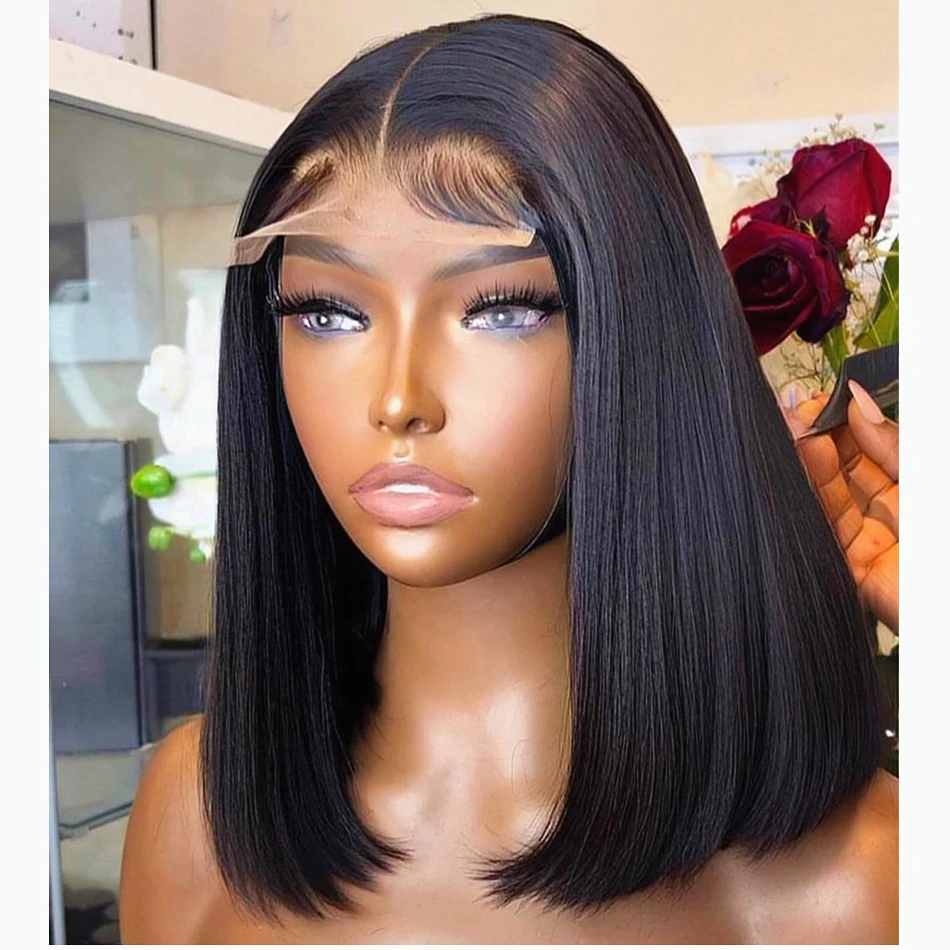 Top Trends: Straight Short Bob Human Hair Wigs Brazilian Glueless 13X4 Lace Front Wig For Women Transparent Lace 4x4 Closure Wig Pre Plucked Shoppable Styles