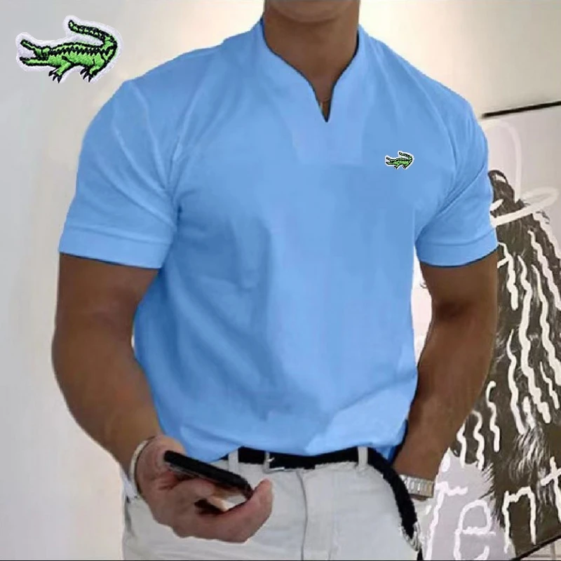 Top Trends: Embroidery Brand Men&#039;s V-neck Cotton Polo Shirt Spring / Summer Business Leisure Outdoor Sports Breathable Short Sleeved T-shirt Shoppable Styles