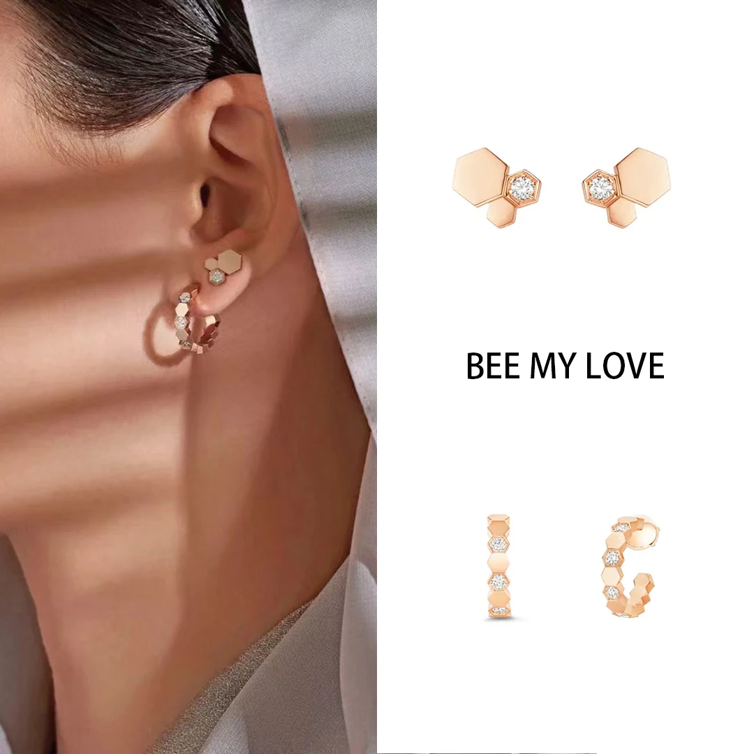 Top Trends: 925 Sterling Silver French Luxury Jewelry Bee My Love Series Honeycomb Shaped Circular Earrings. Exquisite Gifts Shoppable Styles