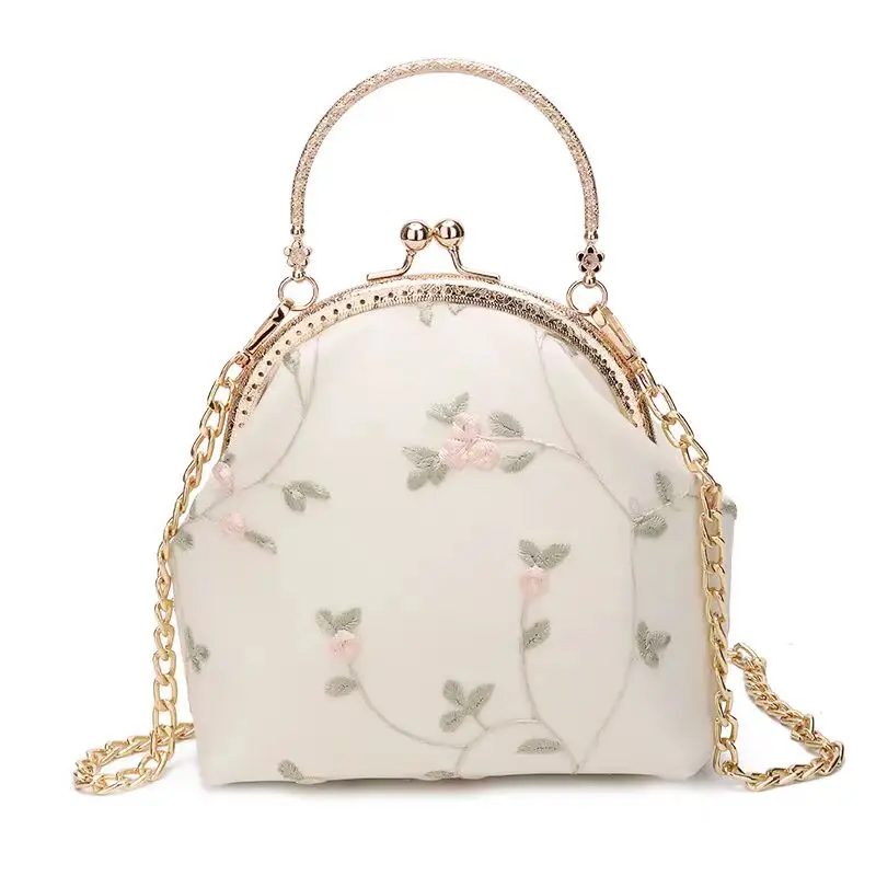 Top Trends: Vintage Lace Flowers Shell Lock Purses For Women Wedding Bag Small Bags Chain Women Shoulder Crossbody Bag Fringe Bags Shoppable Styles