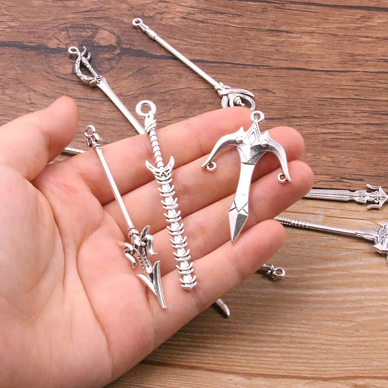 Top Trends: 10PCS 15 Styles Mixed Alloy Antique Knight Sword Knife Gun Bow Charms For Jewelry Making DIY Handmade Weapons Pendant Shoppable Styles - Image 2