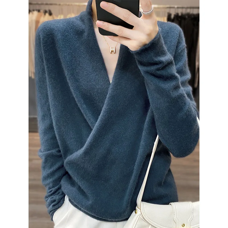 Top Trends: Autumn And Winter New Women&#039;s Big V-Neck Kimono Pure Wool Knitted Pullover Retro Fashion Loose Trendy Korean Version Rolled Top Shoppable Styles