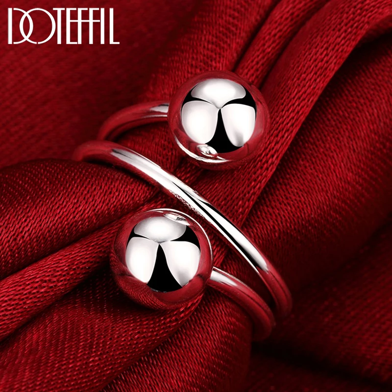 Top Trends: DOTEFFIL 925 Sterling Silver Double Smooth 8mm Beads Ball Ring For Woman Man Fashion Wedding Engagement Party Gift Charm Jewelry Shoppable Styles