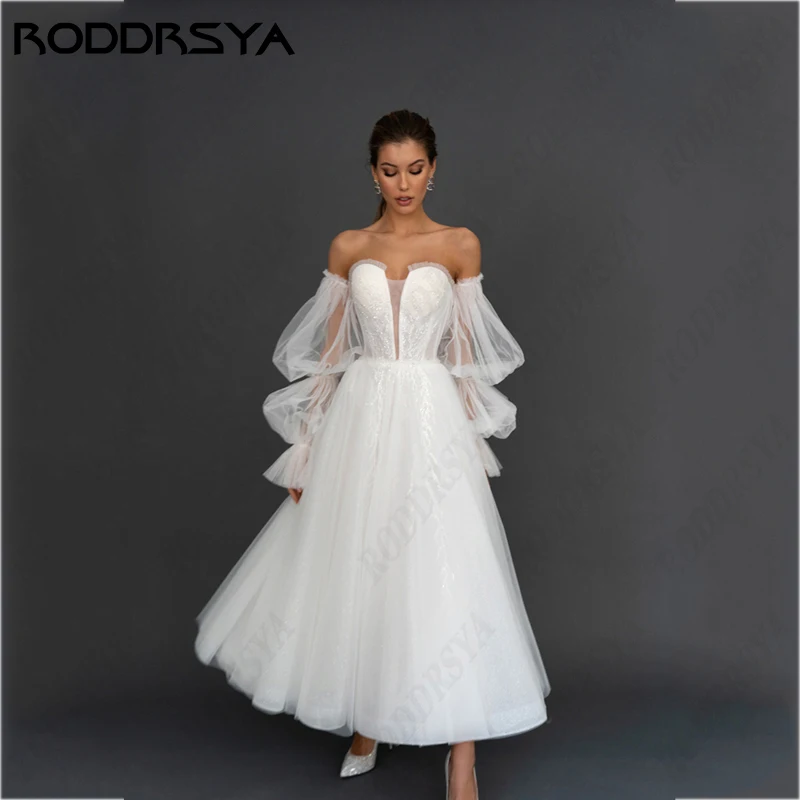 Top Trends: RODDRSYA Strapless Removable Sleeve Wedding Dress For Women Romantic Backless A-line Bridal Party Sexy Sleeveless Bride Gowns Shoppable Styles