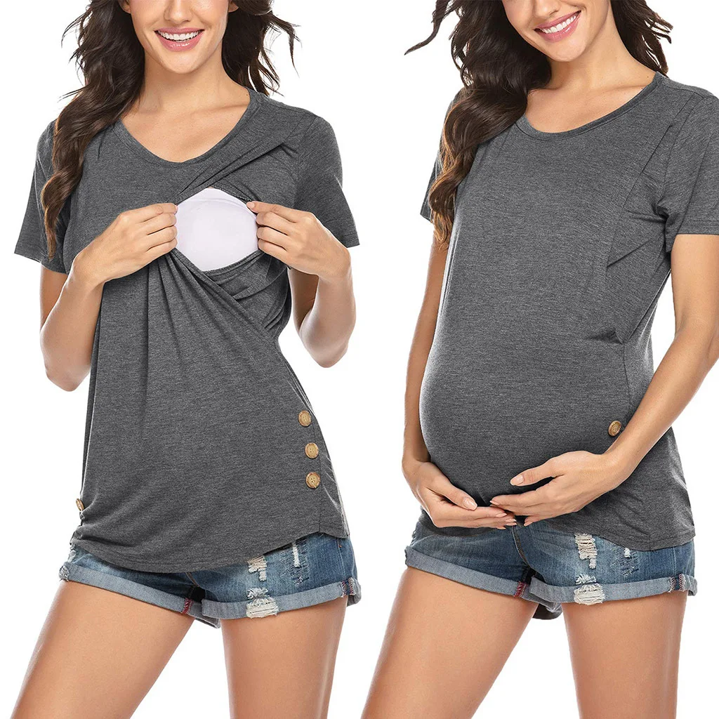 Top Trends: Maternity Tops Women's Comfy Short Sleeve Nursing Tunic Top For Breastfeeding T-Shirt Pregnant Pregnancy Womens Clothing Mom Tee Shoppable Styles