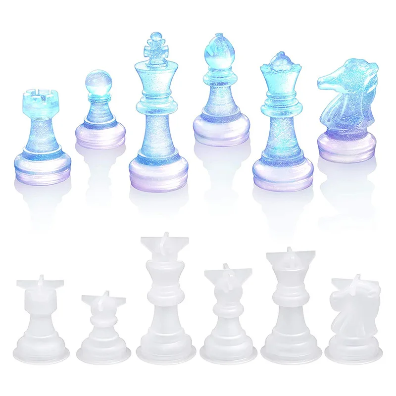 Top Trends: DIY Chess Pieces Epoxy Resin Mold 3D Mirror International Chess Checkerboard Kit UV Crystal Mould For DIY Silicone Mold Tools Shoppable Styles