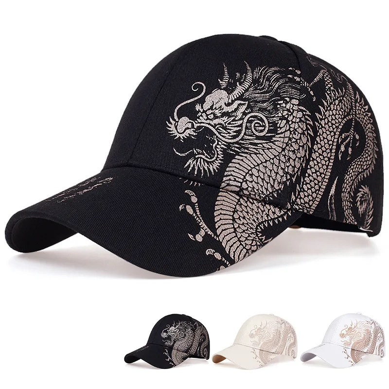 Top Trends: 2022 Men And Women Outdoor Sunscreen Sunshade Baseball Cap Street Handsome Chinese Dragon Cap Hip Hop Hat Sun Hat Adjustable Shoppable Styles