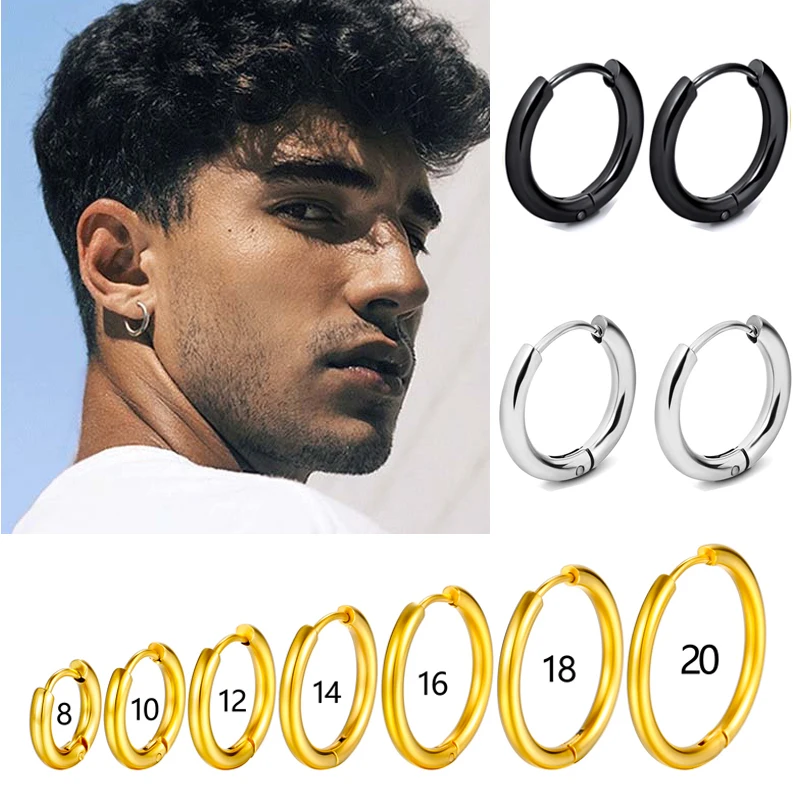 Top Trends: 1 Pair Stainless Steel Hoop Earrings Women Men Gold Color Small Earrings Girl Jewelry Pendientes Mujer Aretes Cartilage Piercing Shoppable Styles